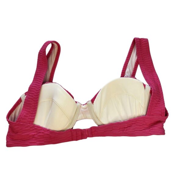 Hot Pink Bikini Swimsuit Top Size Medium Chain Rib Strawberry The Lilo - Picture 2 of 9